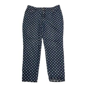 Chico's Jeans Size 1.5 34" Platinum Denim Pants Blue White Polka Dot Woman's